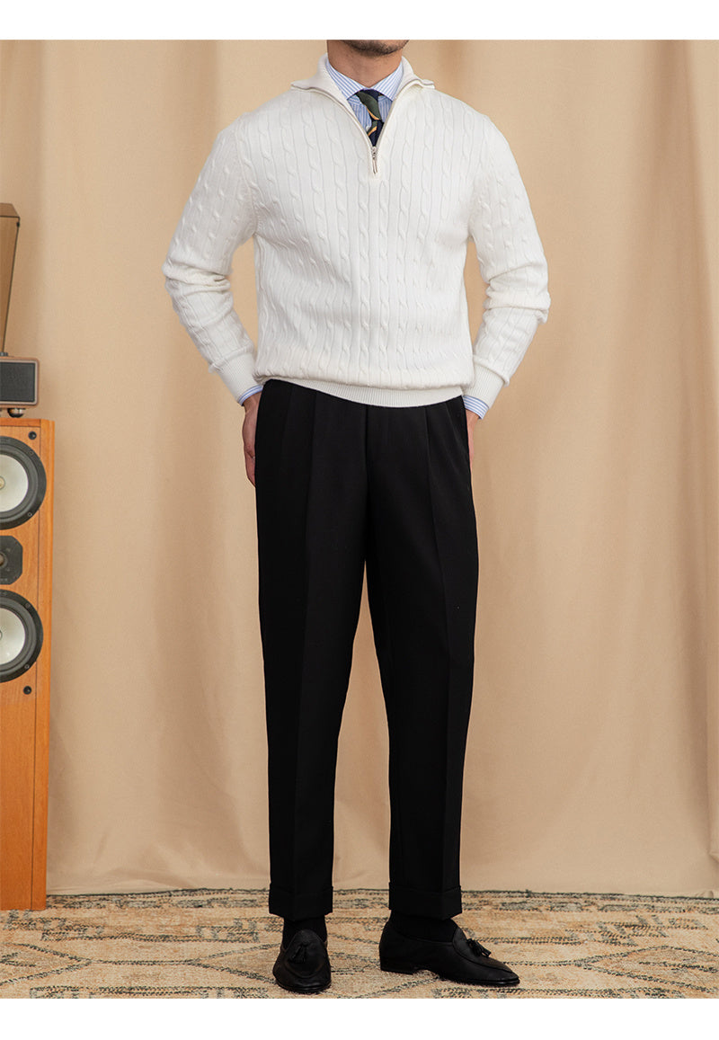 Autumn And Winter Zipper Half-open Collar Pullover Keep Warm Sweater