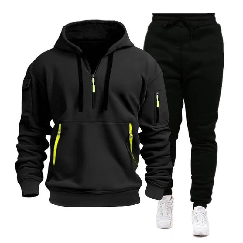 Men's Multi-pocket Zipper Hooded Sweatshirt Sportswear