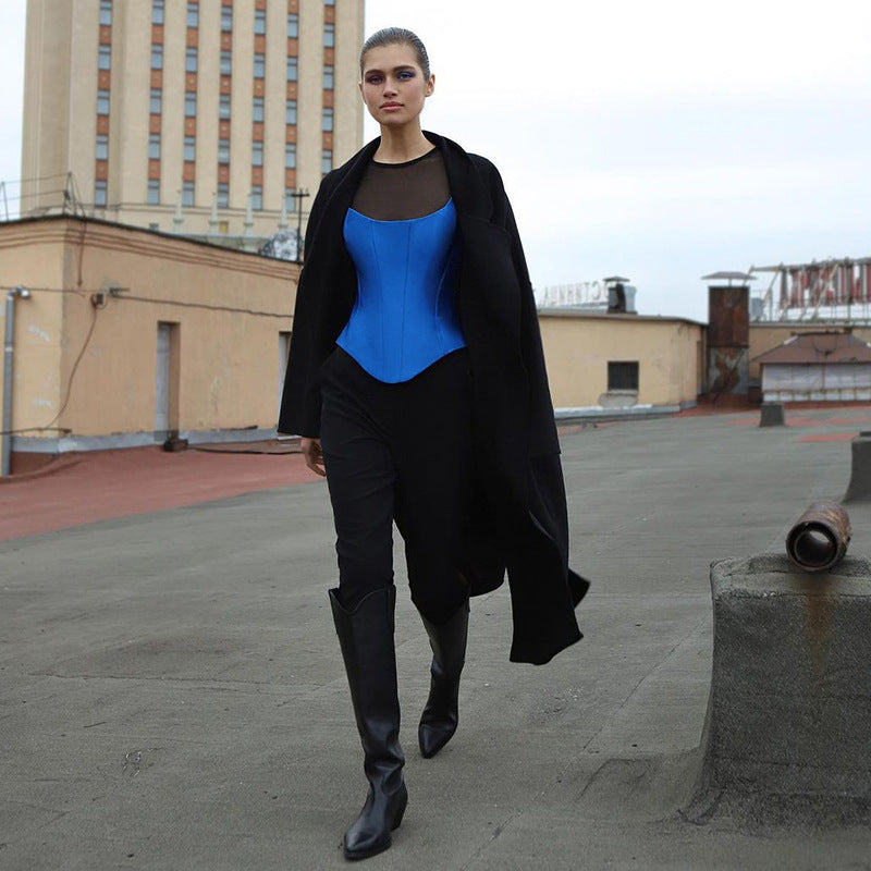 Square Neck Satin Sling Cropped Top