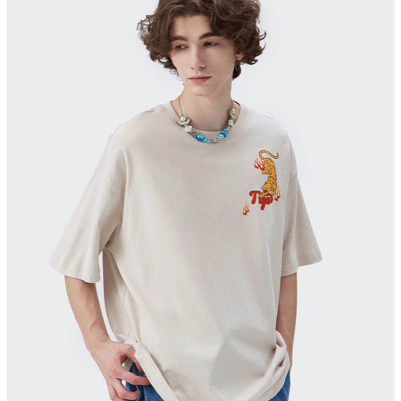 New Summer Fashion Brand Leather Printed T-shirt