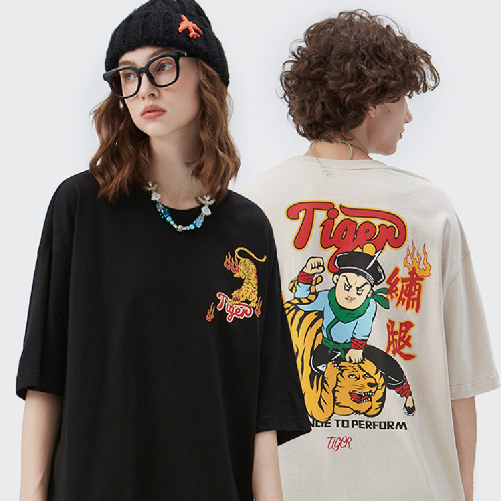 New Summer Fashion Brand Leather Printed T-shirt